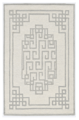 5' X 7' Ivory And Gray Wool Geometric Hand Tufted Area Rug