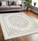 5' X 7' Ivory And Gray Wool Geometric Hand Tufted Area Rug