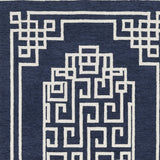3' X 5' Navy Blue And Ivory Wool Geometric Hand Tufted Area Rug