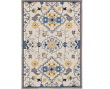 2' X 3' Ivory Blue And Yellow Southwestern Hand Tufted Area Rug