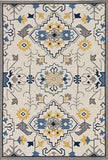 3' X 5' Ivory Blue And Yellow Southwestern Hand Tufted Area Rug