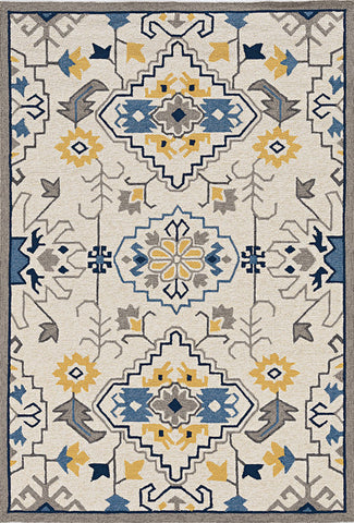 5' X 8' Ivory Abstract Indoor Outdoor Area Rug