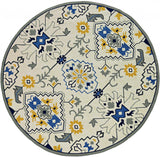 8' Ivory Round Abstract Indoor Outdoor Area Rug