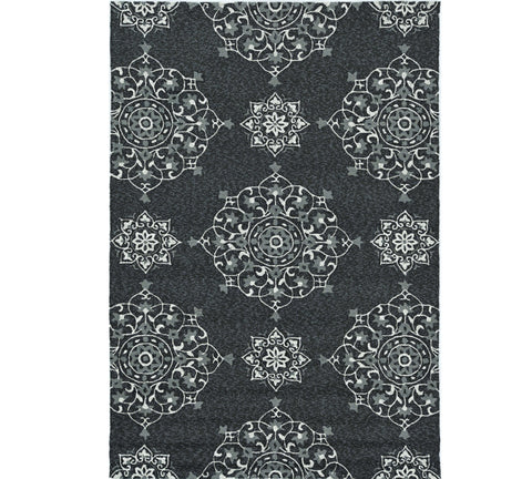 3' X 5' Charcoal Ivory And Gray Medallion Hand Tufted Area Rug