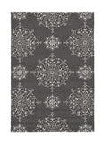 5' X 8' Charcoal Round Floral Indoor Outdoor Area Rug