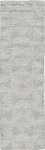 8' Gray And Light Gray Wool Geometric Hand Tufted Runner Rug