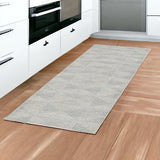 8' Gray And Light Gray Wool Geometric Hand Tufted Runner Rug