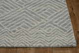 8' Denim Blue And Gray Wool Geometric Hand Tufted Runner Rug