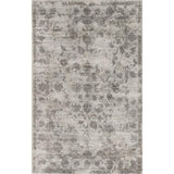 3' X 5' Beige And Blue Floral Medallion Hand Loomed Distressed Area Rug
