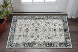 3' X 5' Gray And Ivory Floral Medallion Distressed Area Rug