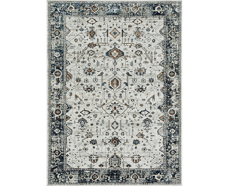 3' X 5' Gray And Ivory Floral Medallion Distressed Area Rug