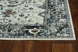 5' X 8' Ivory And Gray Floral Medallion Area Rug