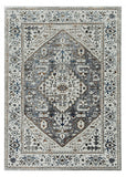 3' X 5' Gray Brown And Teal Floral Medallion Area Rug