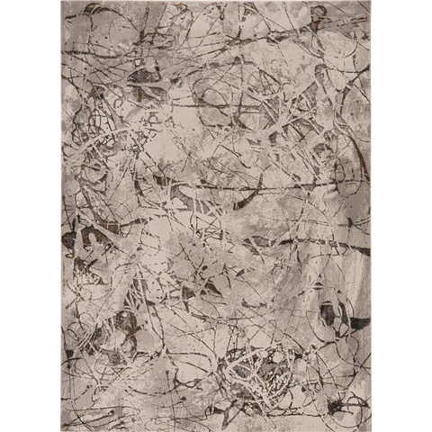 3' X 5' Ivory Gray And Brown Abstract Area Rug