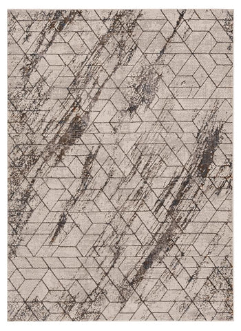 5' X 8' Ivory And Brown Geometric Area Rug