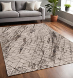 5' X 8' Ivory And Brown Geometric Area Rug