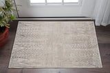 3' X 5' Gray And Ivory Geometric Area Rug