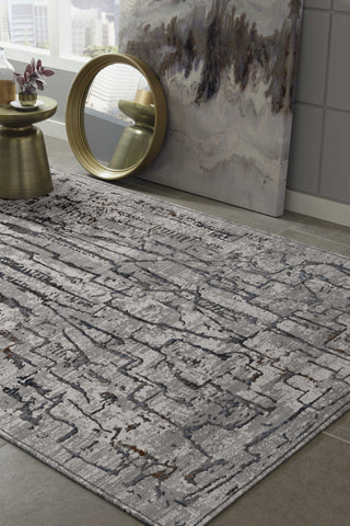 5' X 8' Gray And Black Abstract Distressed Area Rug