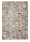 4' X 6' Beige Tan And Gold Abstract Distressed Area Rug