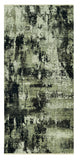 7' Ivory And Charcoal Abstract Distressed Runner Rug
