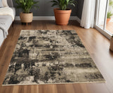 4' X 5' Ivory And Charcoal Abstract Distressed Area Rug
