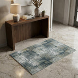 3' X 5' Ivory Navy and Gray Abstract Area Rug