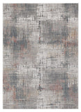 7' X 10' Ivory Gray and Gold Abstract Area Rug