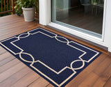 2' X 3' Blue And Ivory Handmade Indoor Outdoor Area Rug