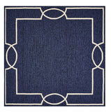 3' X 5' Blue Geometric Hand Hooked Area Rug
