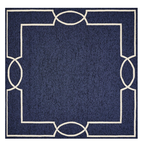 3' X 5' Blue Geometric Hand Hooked Area Rug