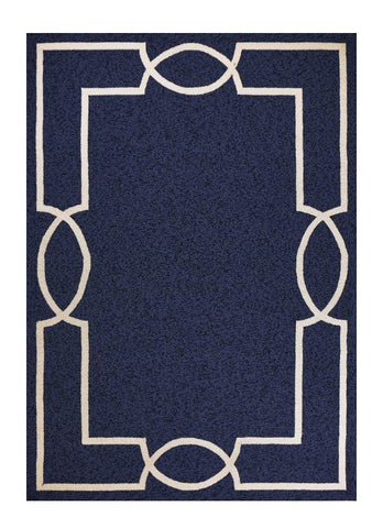 5' X 7' Blue And Ivory Handmade Indoor Outdoor Area Rug