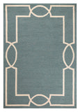 2' X 3' Blue And Ivory Geometric Hand Hooked Area Rug