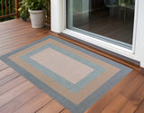 3' X 5' Blue And Beige Handmade Indoor Outdoor Area Rug