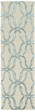 8' Silver And Ivory Trellis Hand Tufted Runner Rug
