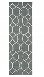 8' Gray Wool Geometric Hand Tufted Runner Rug