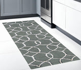 8' Gray Wool Geometric Hand Tufted Runner Rug