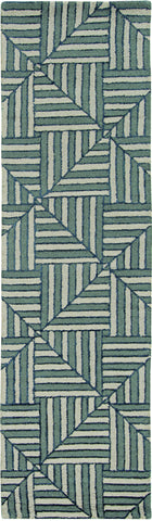 8' Charcoal Wool Geometric Hand Tufted Runner Rug