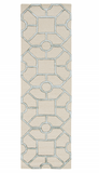 8' Beige Wool Geometric Hand Tufted Runner Rug
