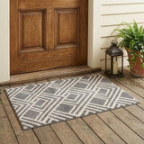 2' X 4' Gray Geometric Indoor Outdoor Area Rug