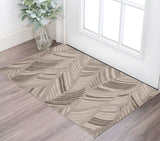3' X 5' Beige And Brown Tropical Botanical Area Rug
