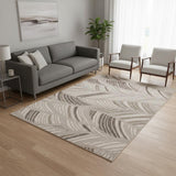 5' X 8' Beige And Brown Tropical Botanical Area Rug