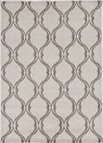 6' Ivory And Cream Square Striped Indoor Outdoor Area Rug