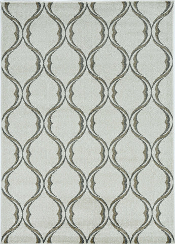 3' X 5' Sand And Green Ogee Area Rug
