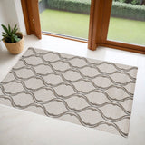 3' X 5' Sand And Green Ogee Area Rug