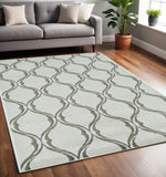 5' X 8' Sand And Green Ogee Area Rug
