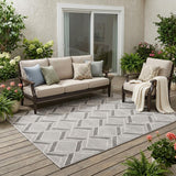 5' X 8' Gray Geometric Indoor Outdoor Area Rug