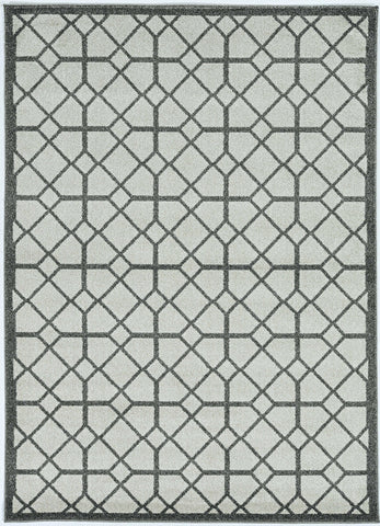 5' X 8'  Ivory Or Grey Geometric Tiles Area Rug