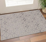 3' X 5' Ivory And Brown Geometric Area Rug