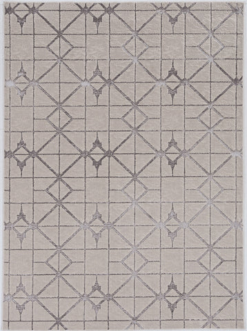 5' X 8' Ivory And Brown Geometric Area Rug