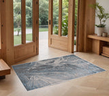3' X 5' Blue And Silver Abstract Area Rug